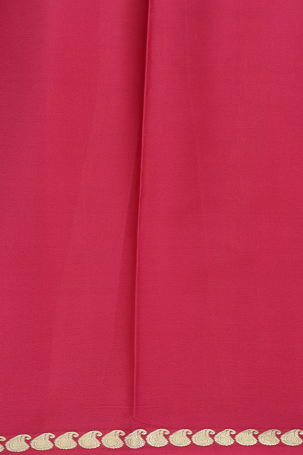 Mysore Silk Saree In Plain Punch Pink With Paisley Border