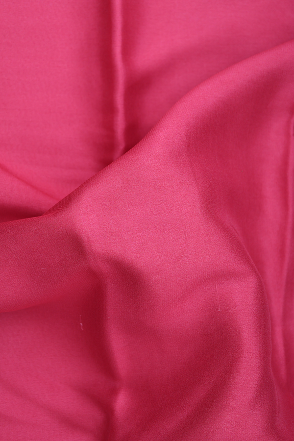 Mysore Silk Saree In Plain Punch Pink With Paisley Border