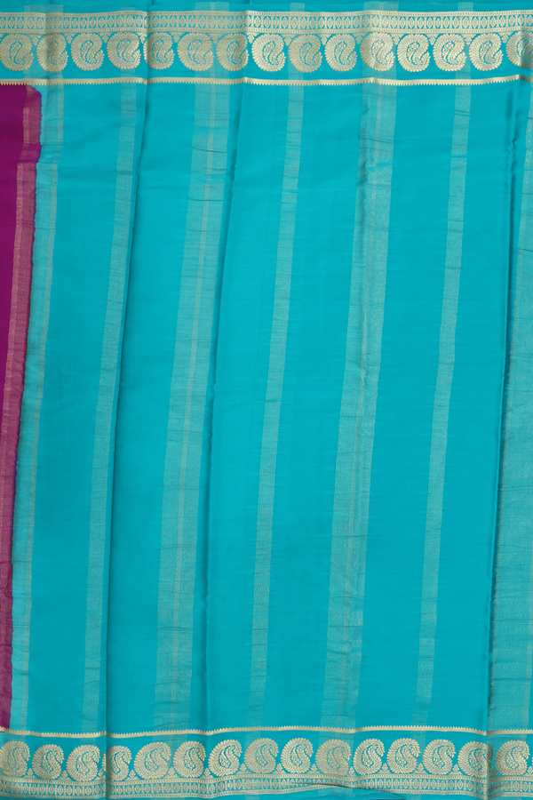 Mysore Silk Saree In Plain Purple With Paisley Border