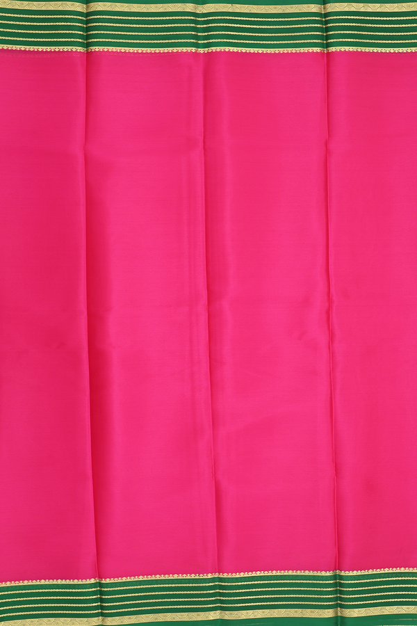 Mysore Silk Saree In Plain Rani Pink With Contrast Border