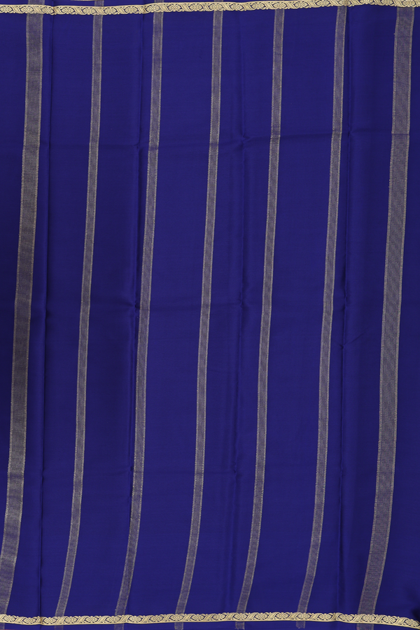 Mysore Silk Saree In Plain Royal Blue With Floral Border