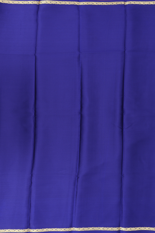 Mysore Silk Saree In Plain Royal Blue With Floral Border