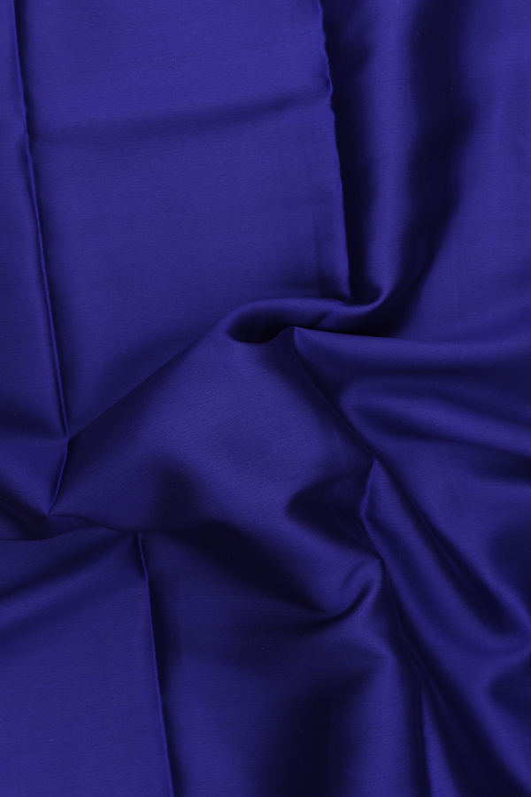 Mysore Silk Saree In Plain Royal Blue With Floral Border