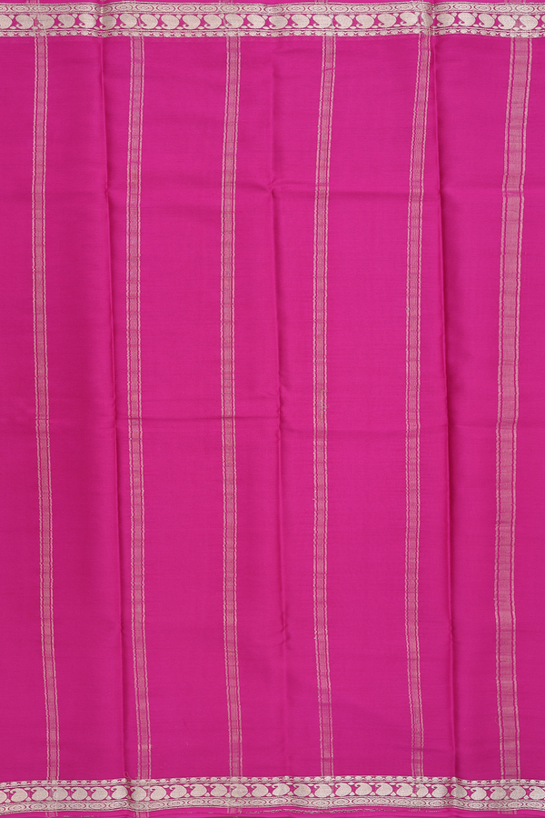 Mysore Silk Saree In Plain Royal Blue With Paisley Border