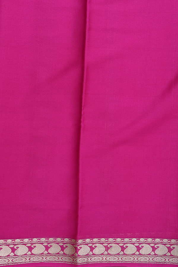Mysore Silk Saree In Plain Royal Blue With Paisley Border