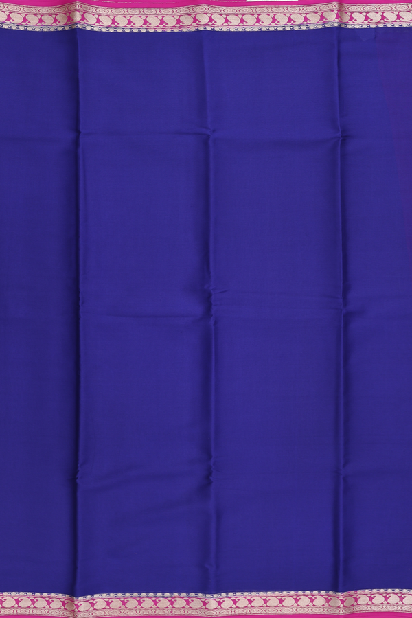 Mysore Silk Saree In Plain Royal Blue With Paisley Border