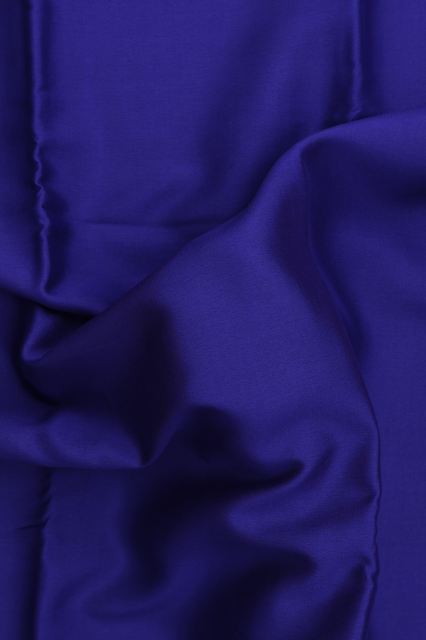 Mysore Silk Saree In Plain Royal Blue With Paisley Border