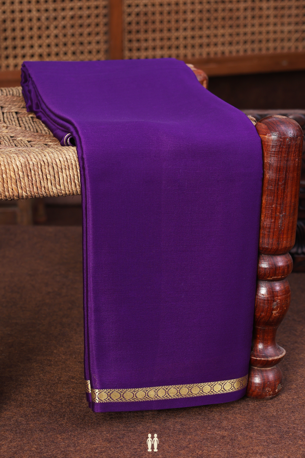 Mysore Silk Saree In Plain Royal Purple With Zari Border