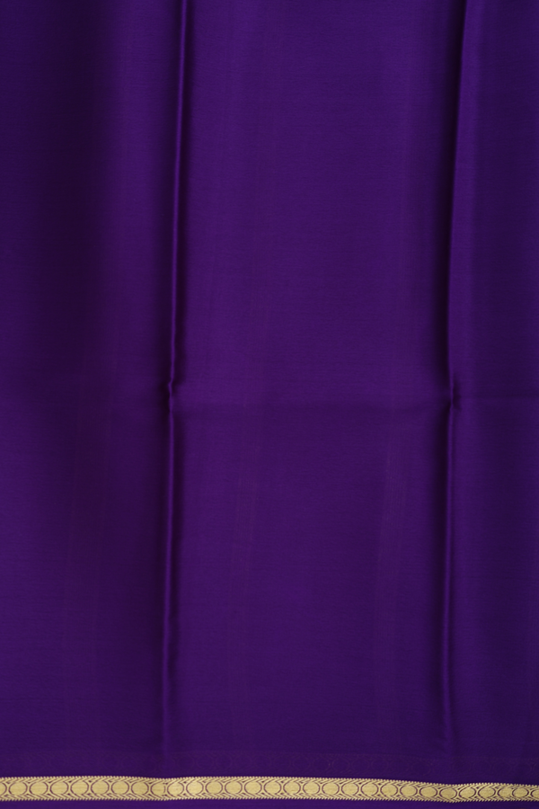 Mysore Silk Saree In Plain Royal Purple With Zari Border