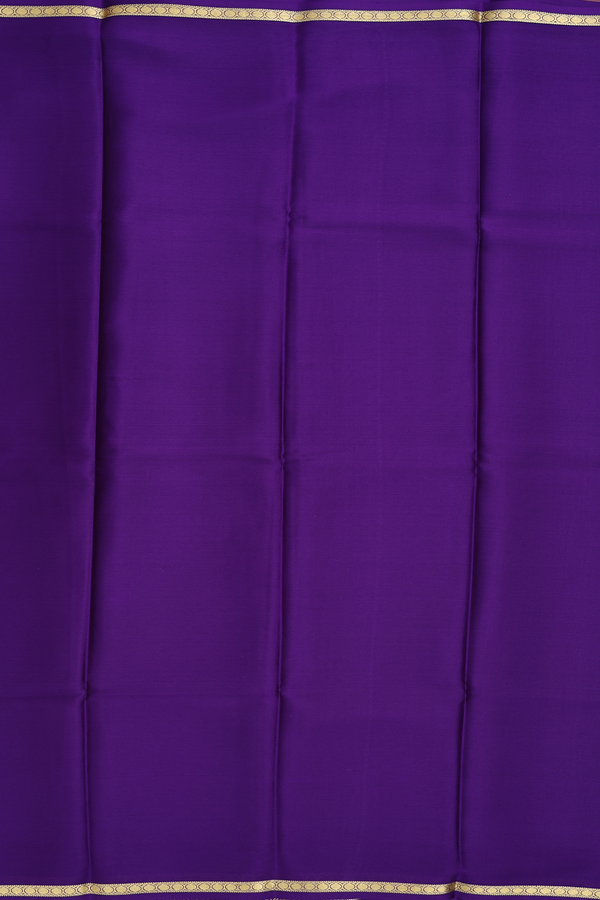 Mysore Silk Saree In Plain Royal Purple With Zari Border