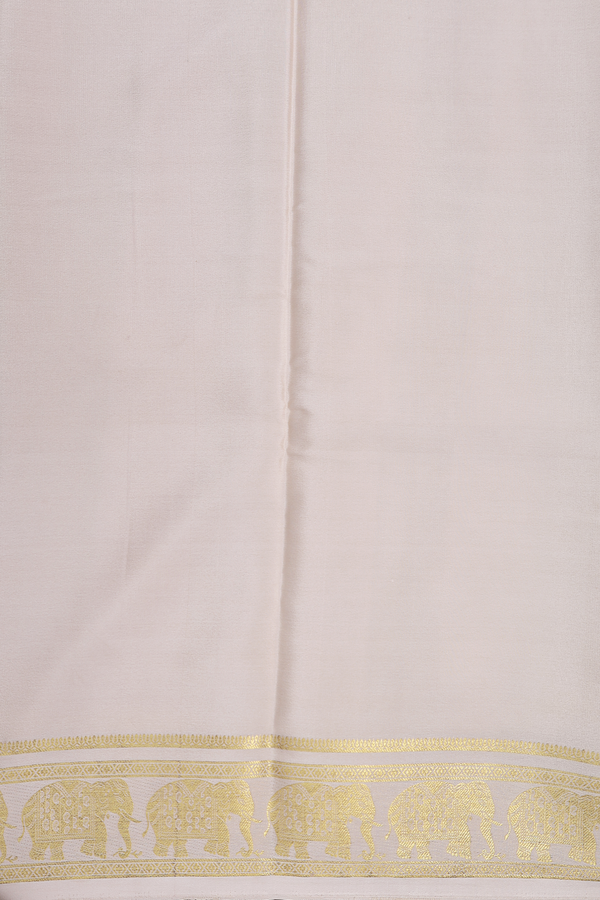 Mysore Silk Saree In Plain Scarlet Red With Elephant Border