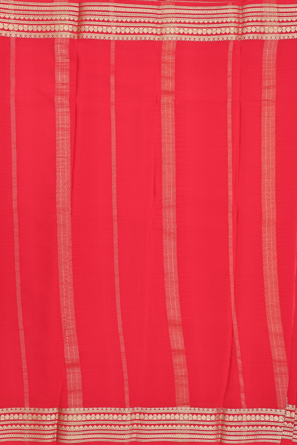Mysore Silk Saree In Plain Scarlet Red With Zari Border