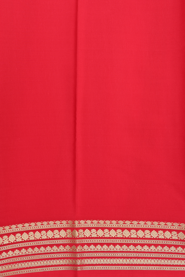 Mysore Silk Saree In Plain Scarlet Red With Zari Border