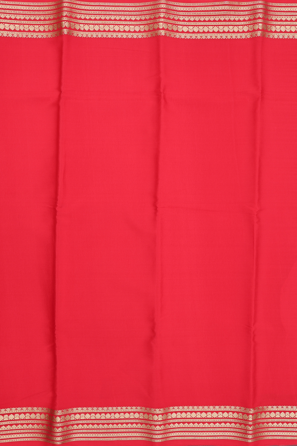 Mysore Silk Saree In Plain Scarlet Red With Zari Border