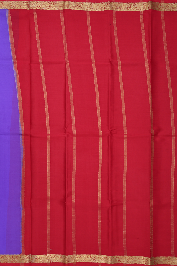 Mysore Silk Saree In Plain Violet With Contrast Border