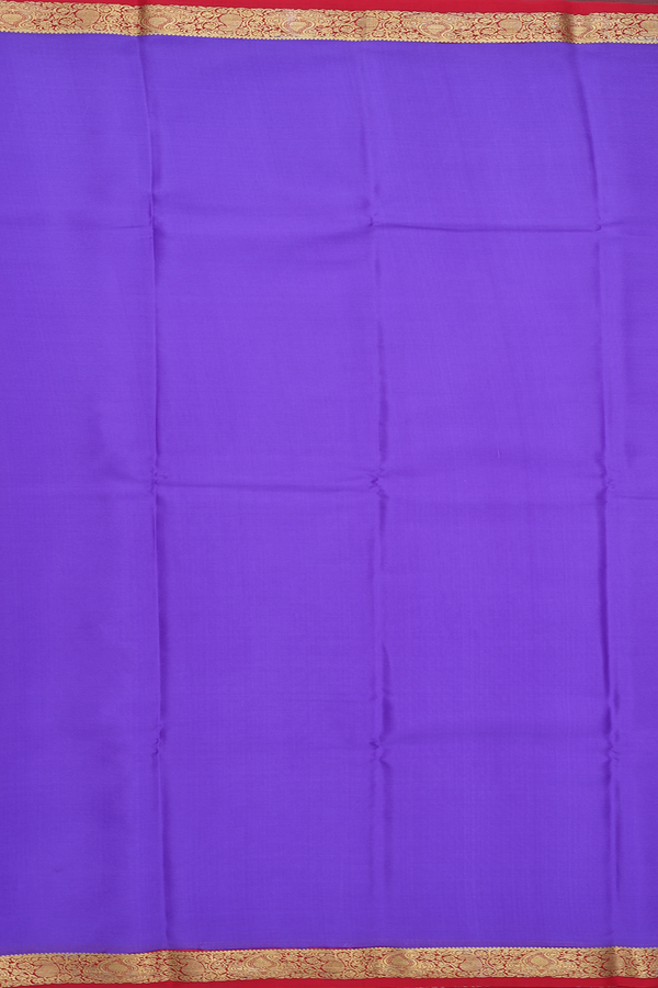 Mysore Silk Saree In Plain Violet With Contrast Border