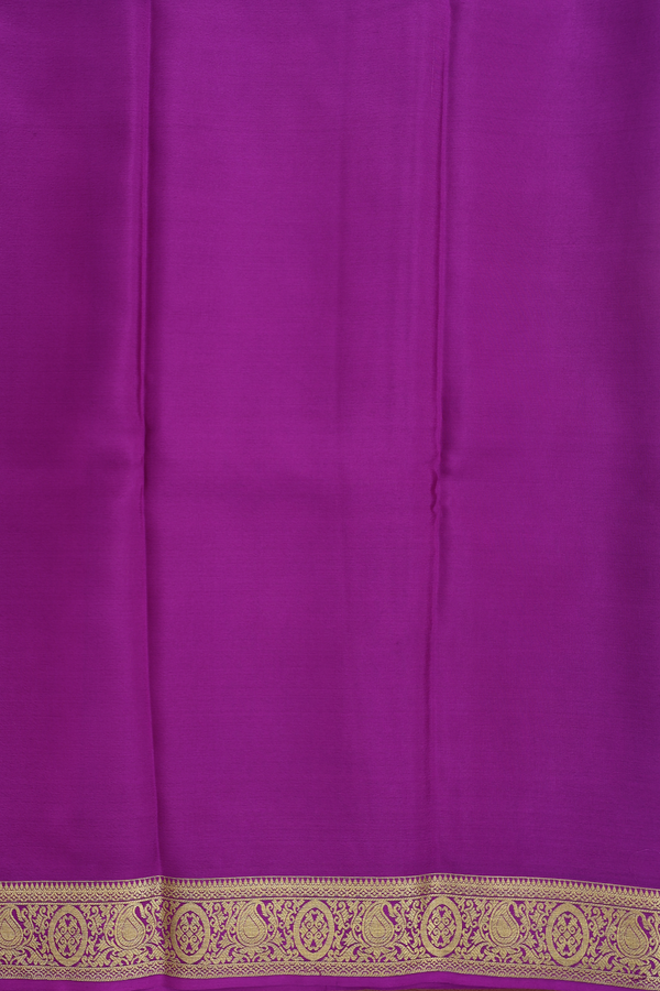 Mysore Silk Saree In Plain Yellow With Contrast Border