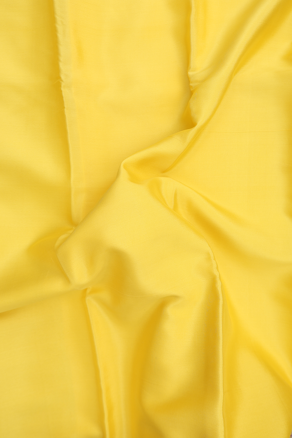 Mysore Silk Saree In Plain Yellow With Contrast Border