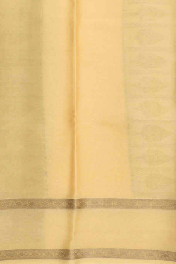Mysore Silk Saree In Plain Yellow With Paisley Border
