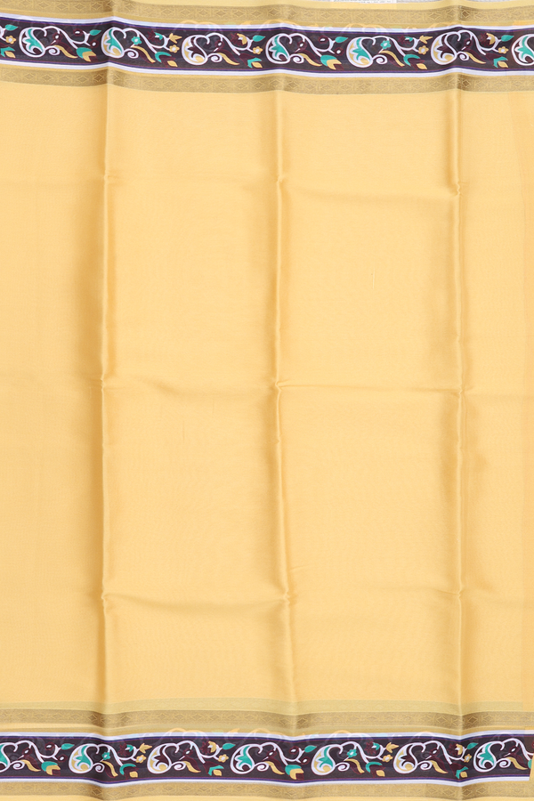 Mysore Silk Saree In Plain Yellow With Paisley Border