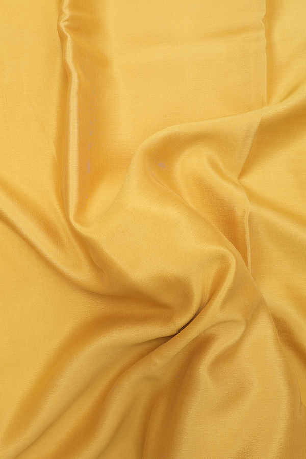 Mysore Silk Saree In Plain Yellow With Paisley Border