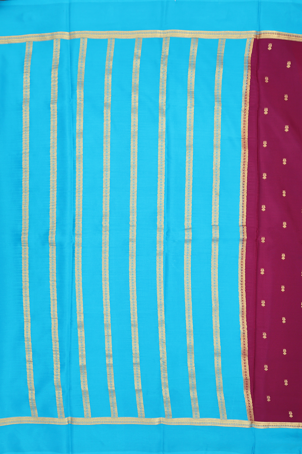 Mysore Silk Saree In Plum Purple With Floral Buttas