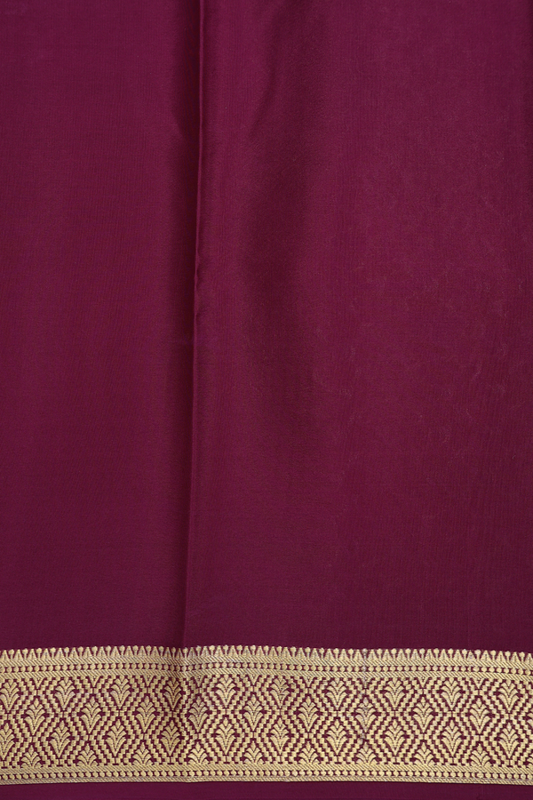Mysore Silk Saree In Plum Purple With Checks Design