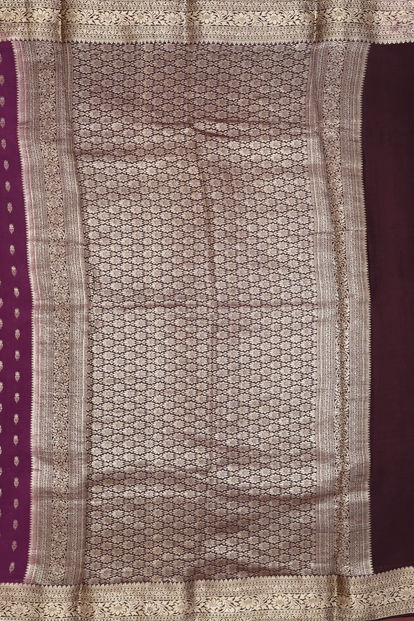 Mysore Silk Saree In Plum Purple With Zari Buttas