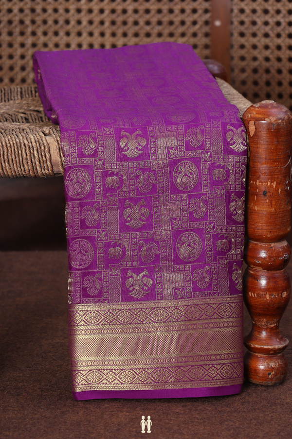 Mysore Silk Saree In Purple With Brocade Design