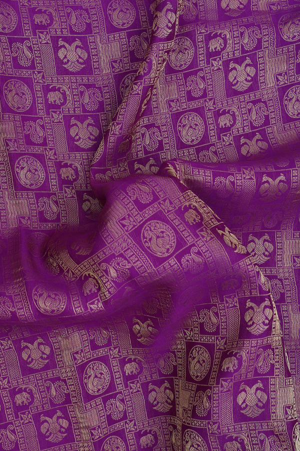 Mysore Silk Saree In Purple With Brocade Design