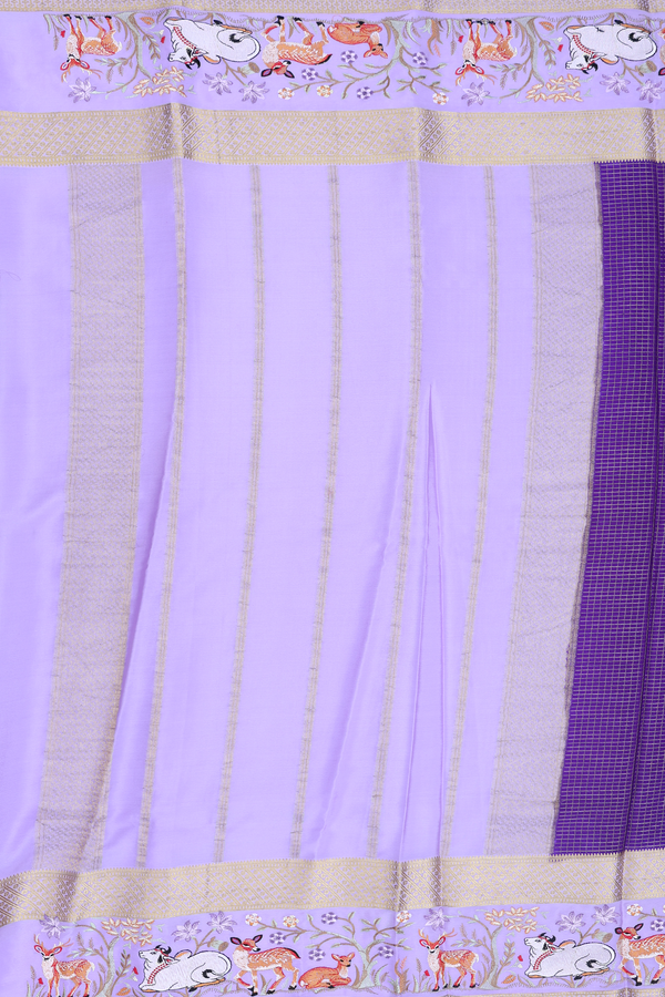 Mysore Silk Saree In Purple With Checks Design