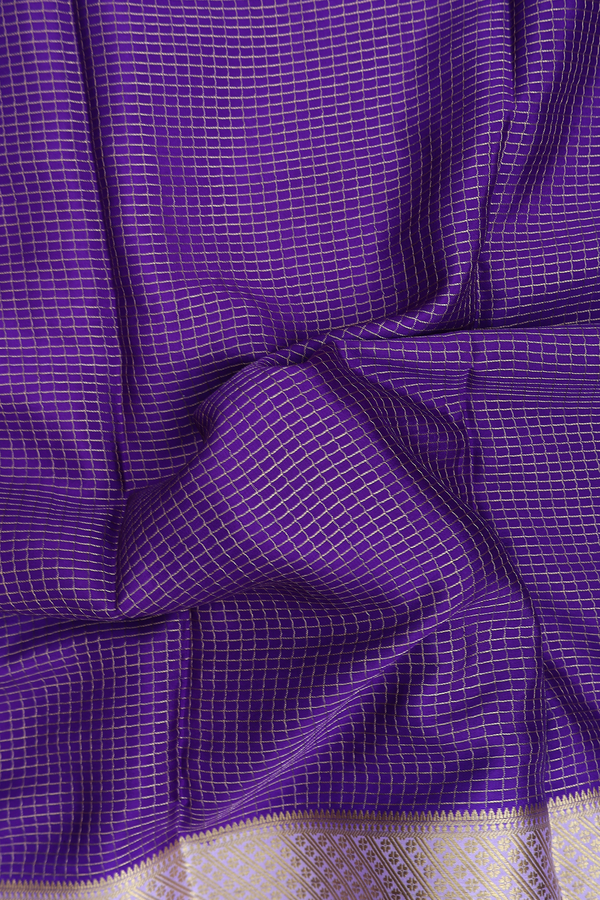Mysore Silk Saree In Purple With Checks Design