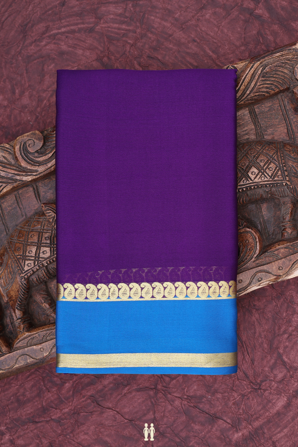 Mysore Silk Saree In Purple With Contrast Border