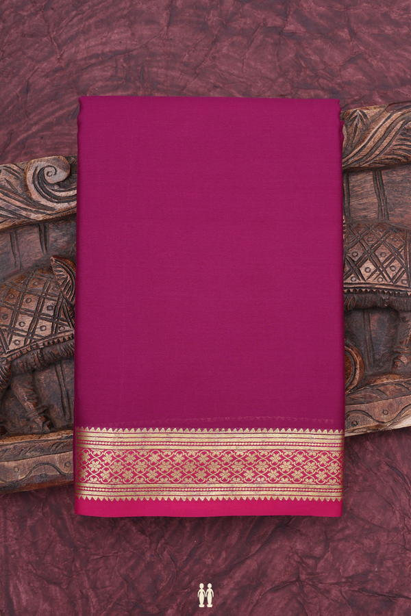 Mysore Silk Saree In Purple With Floral Border