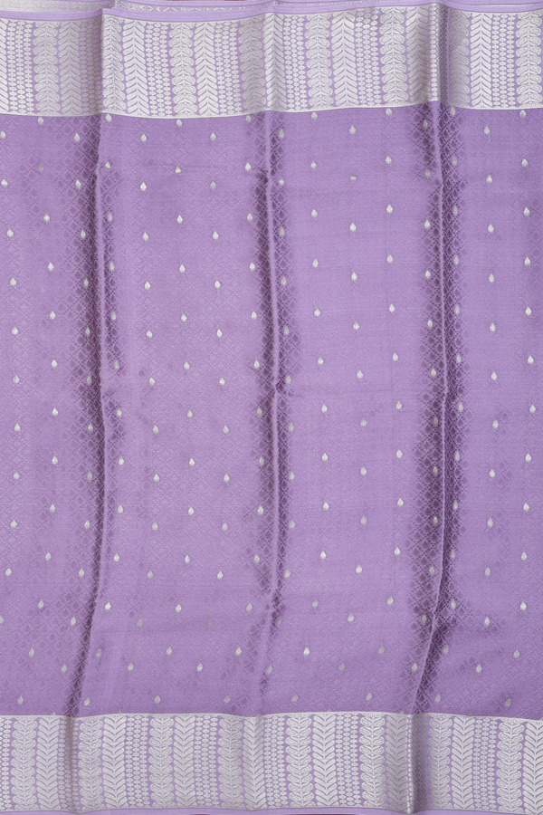 Mysore Silk Saree In Purple With Threadwork Along Buttas