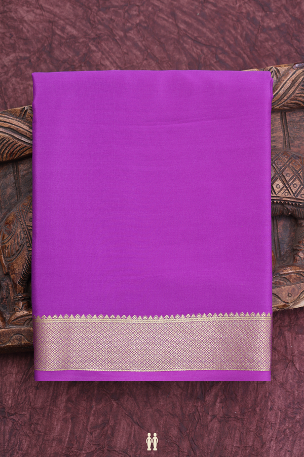 Mysore Silk Saree In Purple With Zari Border