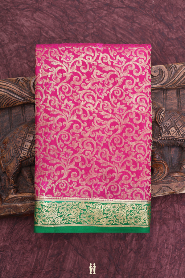 Mysore Silk Saree In Rani Pink With Brocade Design