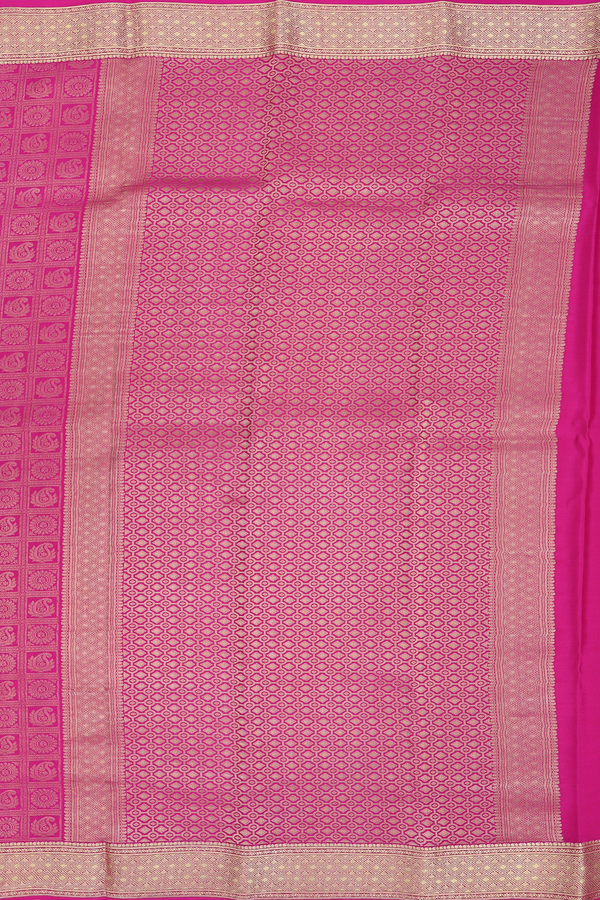 Mysore Silk Saree In Rani Pink With Brocade Design