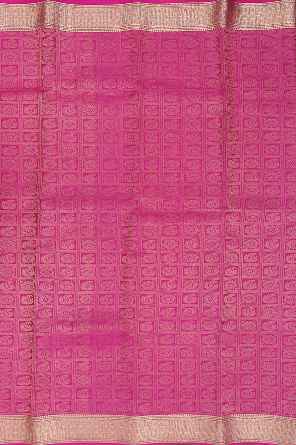 Mysore Silk Saree In Rani Pink With Brocade Design