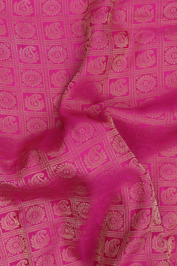 Mysore Silk Saree In Rani Pink With Brocade Design