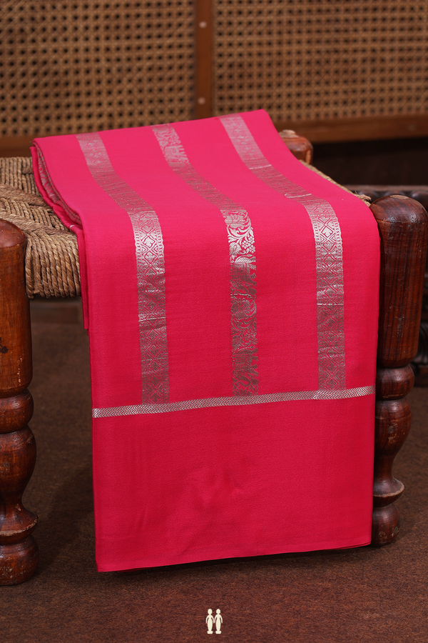 Mysore Silk Saree In Rani Pink With Stripes Design