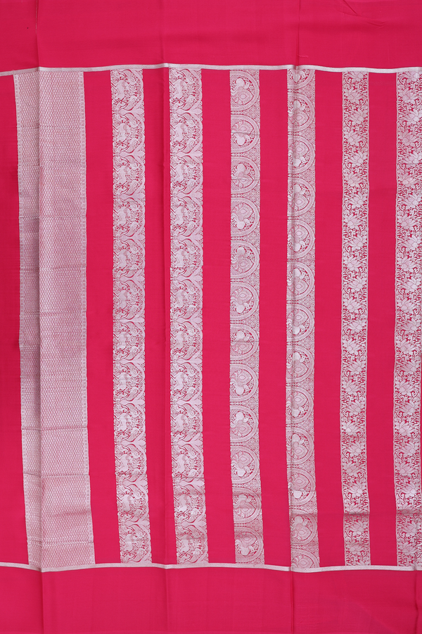 Mysore Silk Saree In Rani Pink With Stripes Design