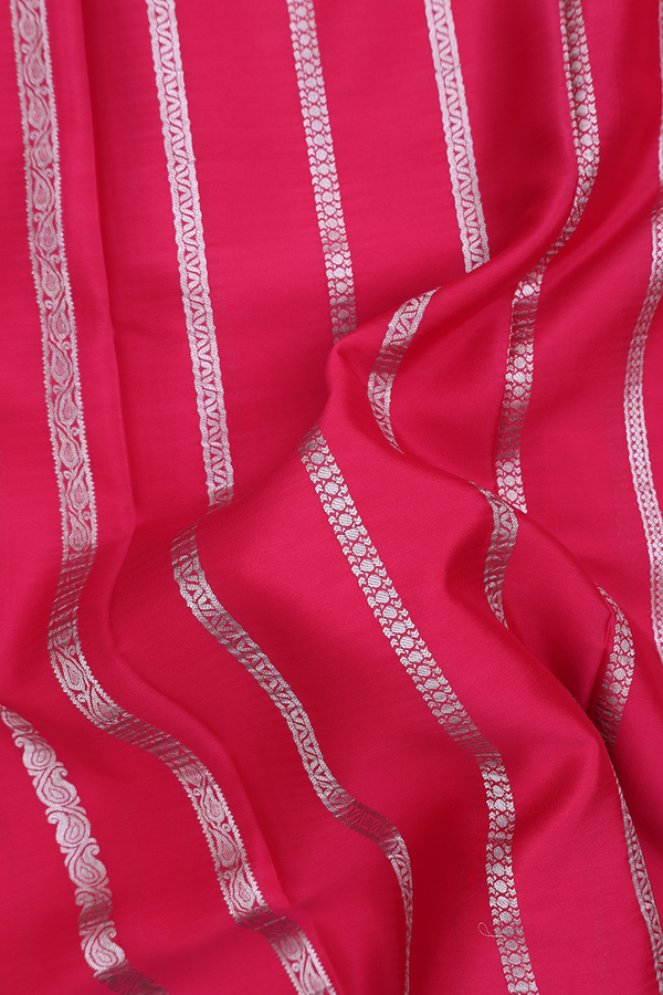 Mysore Silk Saree In Rani Pink With Stripes Design