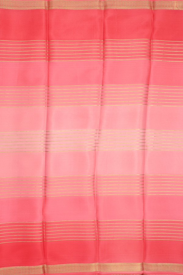 Mysore Silk Saree In Red And Pink With Stripes Design