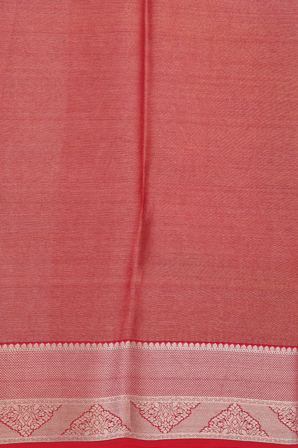 Mysore Silk Saree In Red Tissue With Floral Design