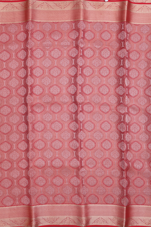 Mysore Silk Saree In Red Tissue With Floral Design