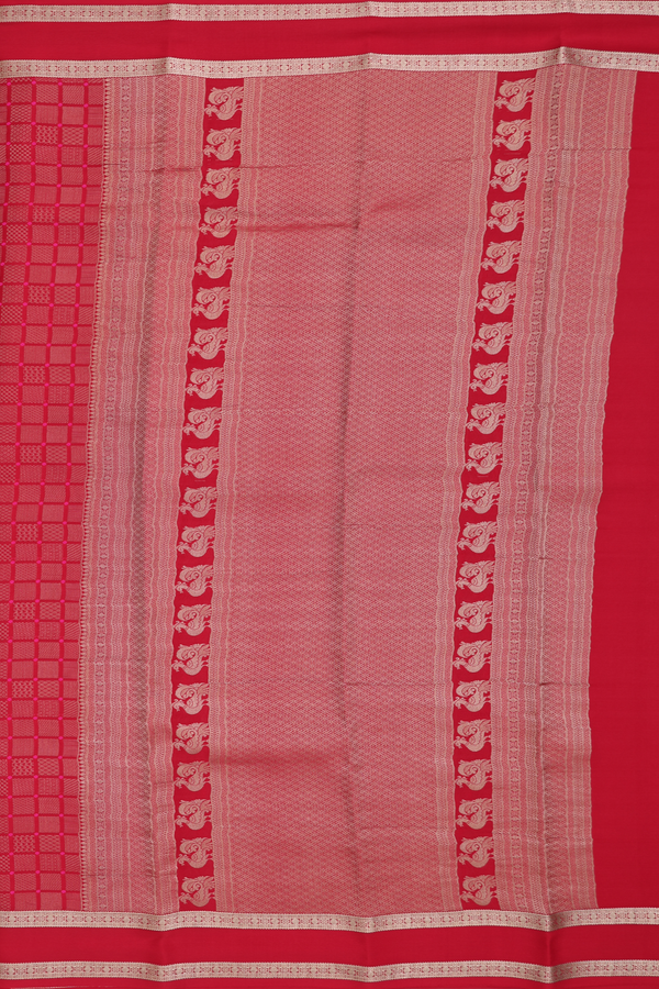Mysore Silk Saree In Red With Brocade Design