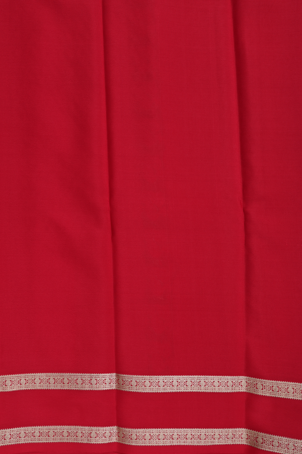 Mysore Silk Saree In Red With Brocade Design