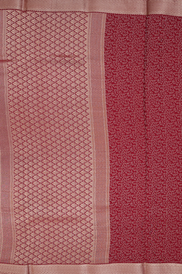 Mysore Silk Saree In Red With Brocade Design