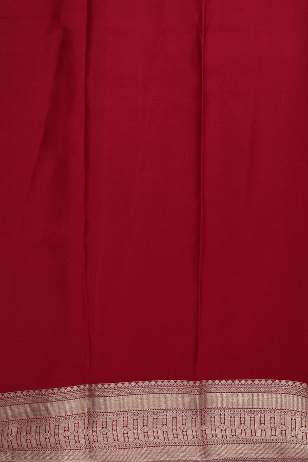 Mysore Silk Saree In Red With Brocade Design